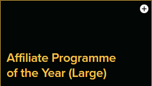 Text reading "Affiliate Programme of the Year (Large)" in gold font on a black background, representing an award category for large-scale affiliate programs.